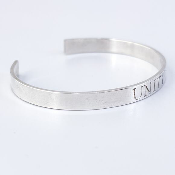 Vintage Sterling Silver 925 6.2mm "UNITY" Engraved Cuff Bracelet 6.75" - Picture 4 of 9